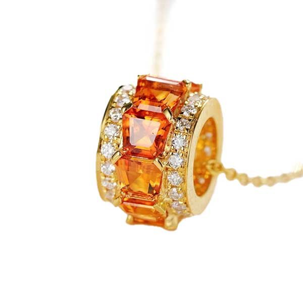 Color Sapphire Pendant with Diamond (Sunset)