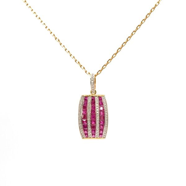 Ruby Roll Pendant with Diamond