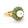 Pearl Emerald Diamond Ring 18K Gold