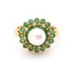 Pearl Emerald Diamond Ring 18K Gold