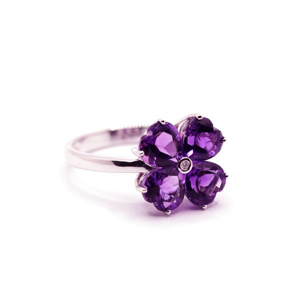 RAD001113001-2455 Amethyst Ring Lucky Heart Cut